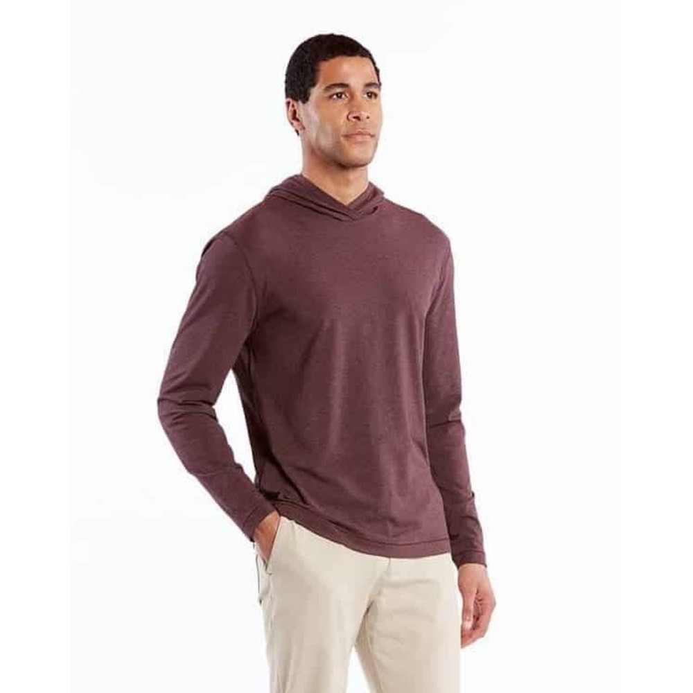 Public Rec Mens Go-To Hoodie Burgundy Heather Pima Cotton Tencel‎ Stretch Small
